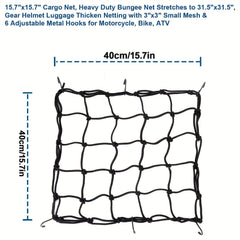 Heavy Duty Motorcycle Cargo Net 83 x 83 3 x3 Small Mesh&6 Hooks
