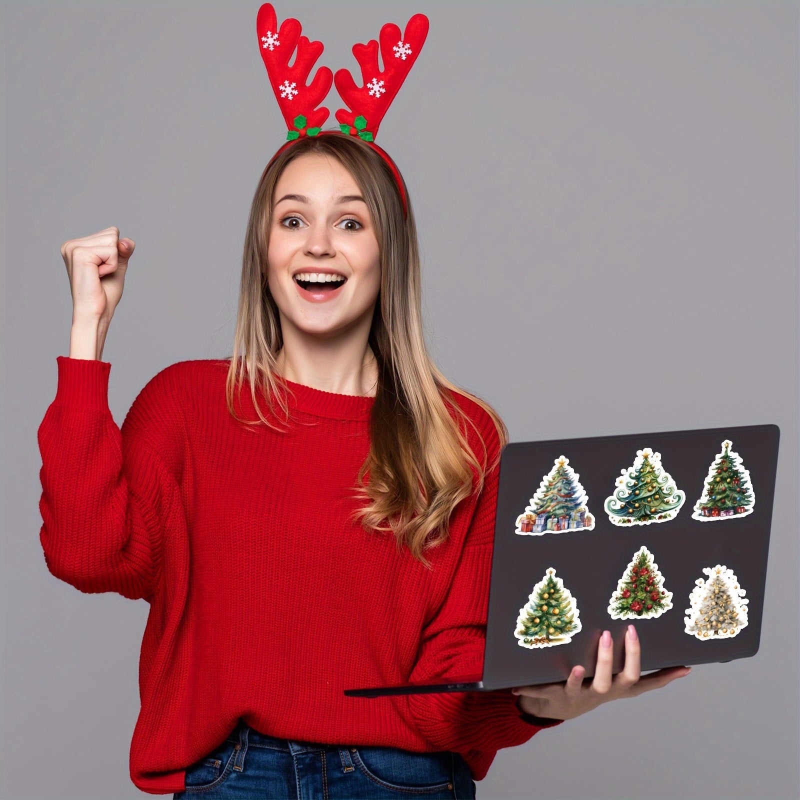 46pcs Christmas Tree Theme Stickers Festive Vinyl Decals for DIY Crafts