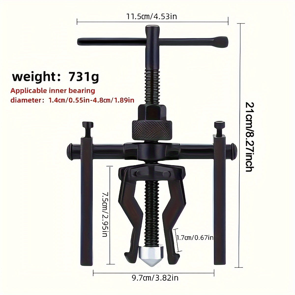 3 Jaw Pilot Bearing Puller Heavy Duty Set Gear Extractor Internal External Tool