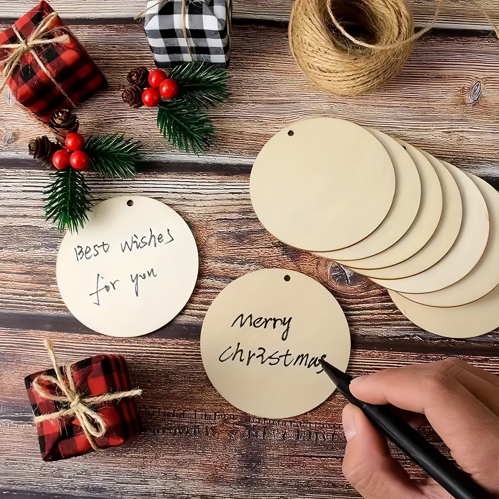 Wooden Circles Round Disc Circle Wooden Blank Pendants DIY Crafts