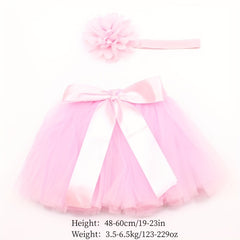 2pcs Newborn Baby Girls Photo Props Hairband & Skirt Set