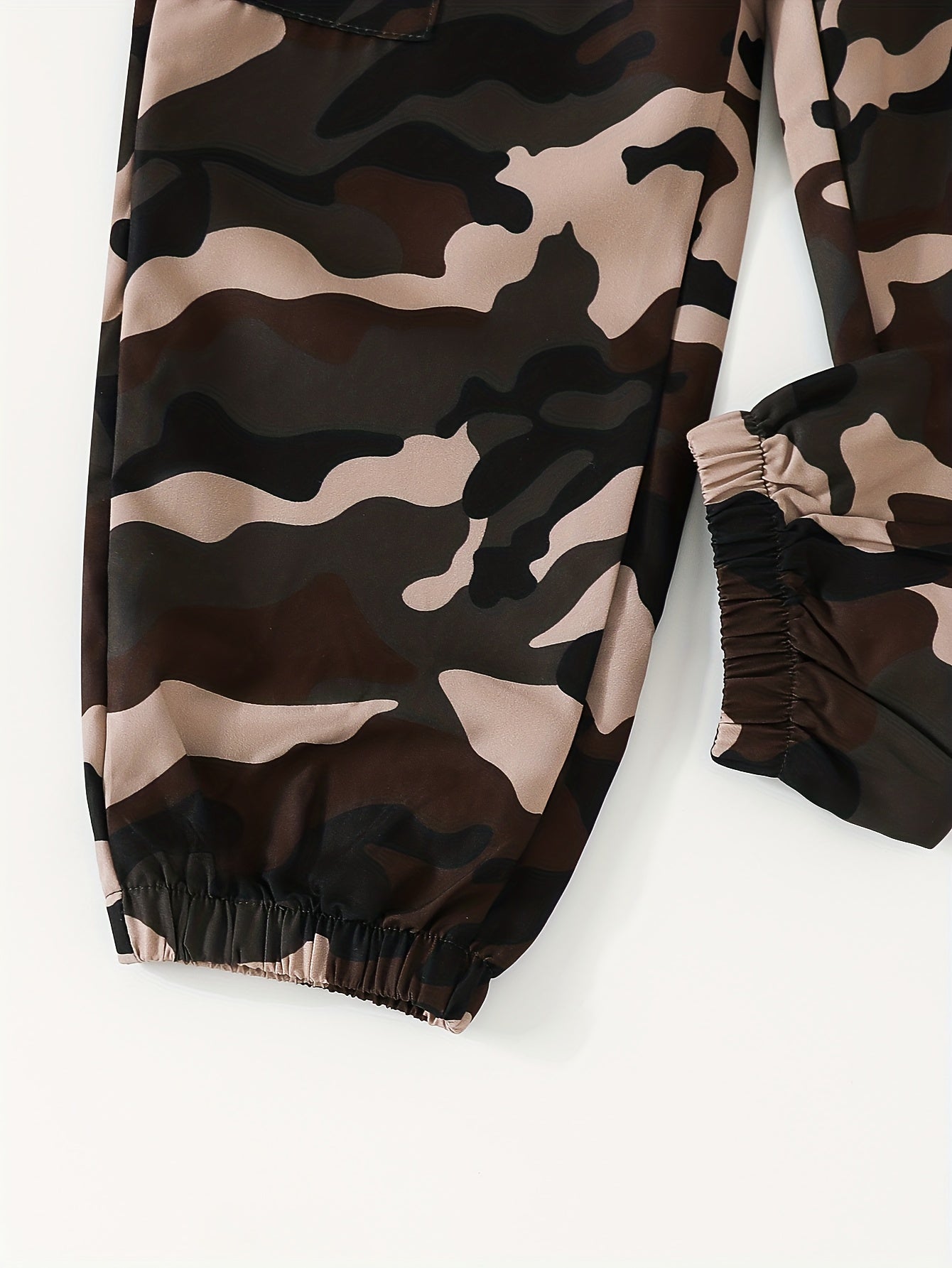 Boys Camo Cargo Pants Elastic Waist Joggers Kids Outdoor Bottoms