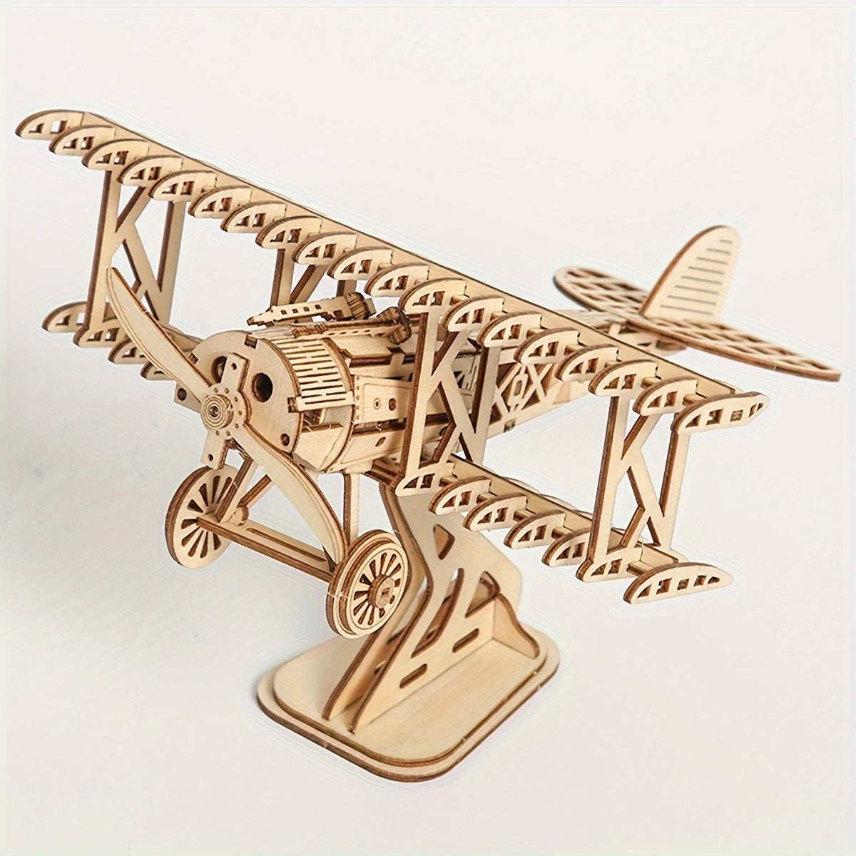 3D Wooden Puzzle Two Wing Aircraft DIY Craft Plane Model Kits