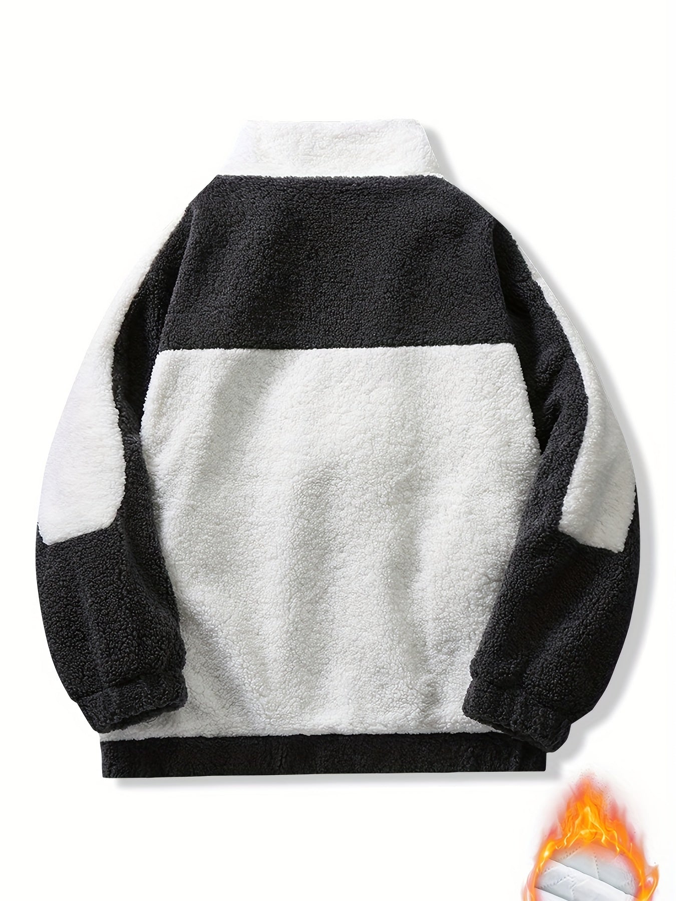 Warm Plush Fleece Jacket Men's Casual Stand Collar Coat Fall Winter
