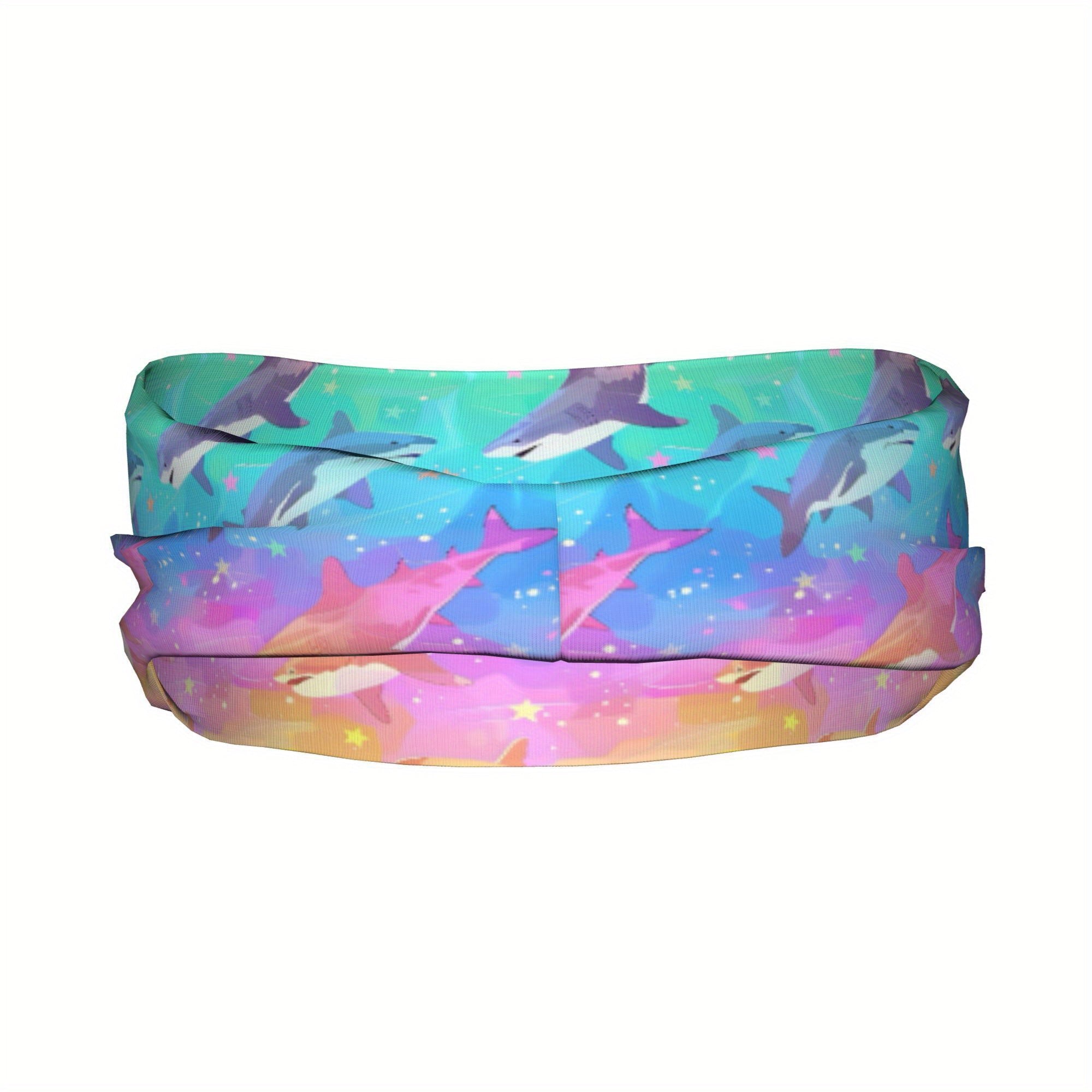 Shark Print Sports Headband Sweat Wicking Polyester for Yoga