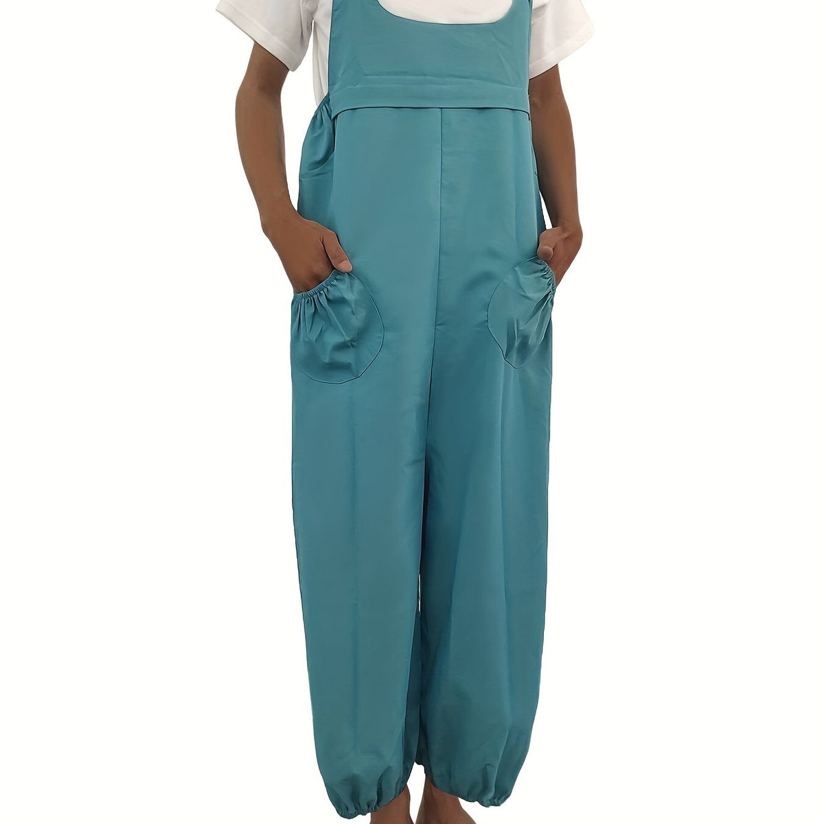 Sleeveless Jumpsuit with Dual Pockets - Women's Spring & Summer Clothing