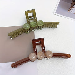 4pcs Resin Hair Claw Gradient Beads Decor Ponytail Holder Hair Clip