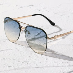 Top Bar Aviator Sunglasses Gradient Metal UV400