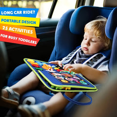 Busy Board Toy - Educational Travel Activity with Zippers Buttons Latches