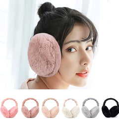 Plush Foldable Earmuffs Hand Woven Ear Warmers