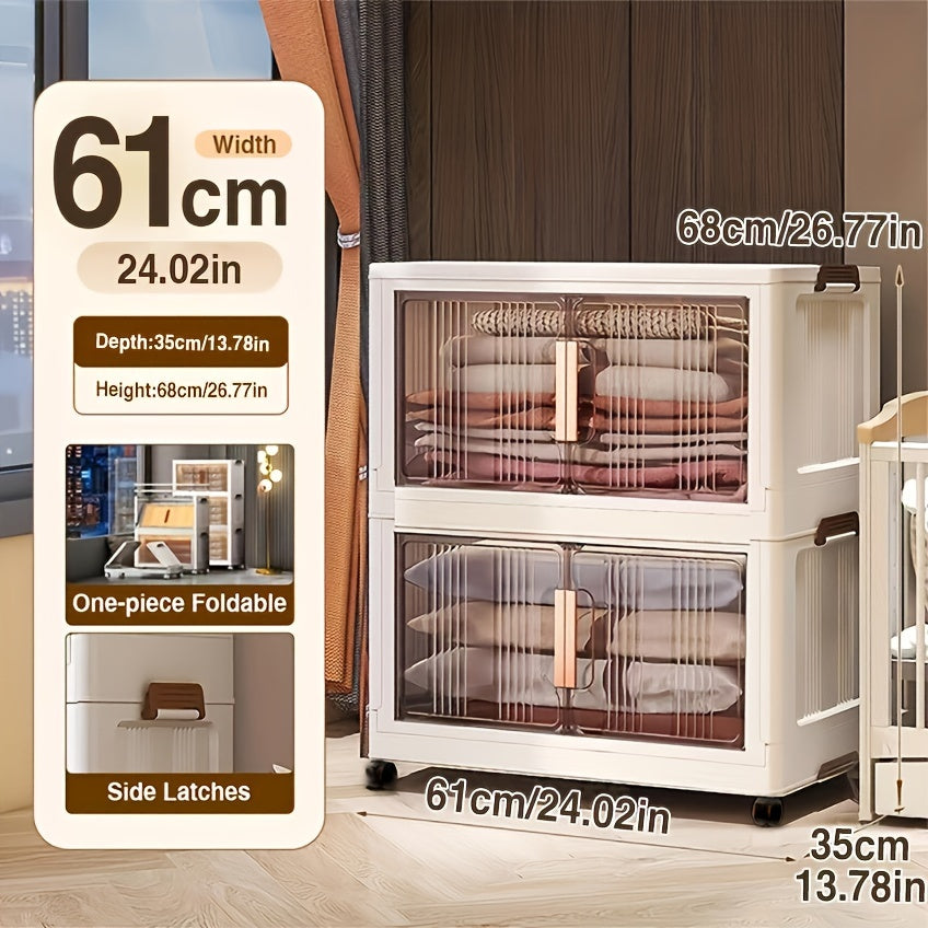 Foldable Storage Box w/ Lids & Handle - Stackable Shoes Storage Contai