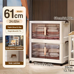 Foldable Storage Box w/ Lids & Handle - Stackable Shoes Storage Contai