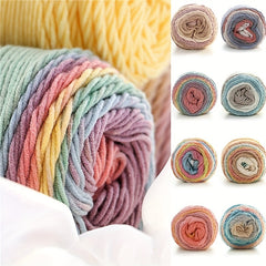5 Strands Milk Cotton Segment Dye Rainbow Cotton Diy Woven Wool