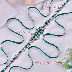 Emerald Green Rhinestone Bridal Sash Wedding Belt