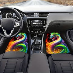4pcs Dragon Pattern Car Floor Mats - Non-slip & Stain-Resistant