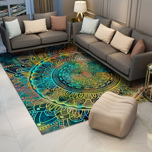 Boho Style Rug Hand Washable Floor Mat Multicolored Decorative Carpet