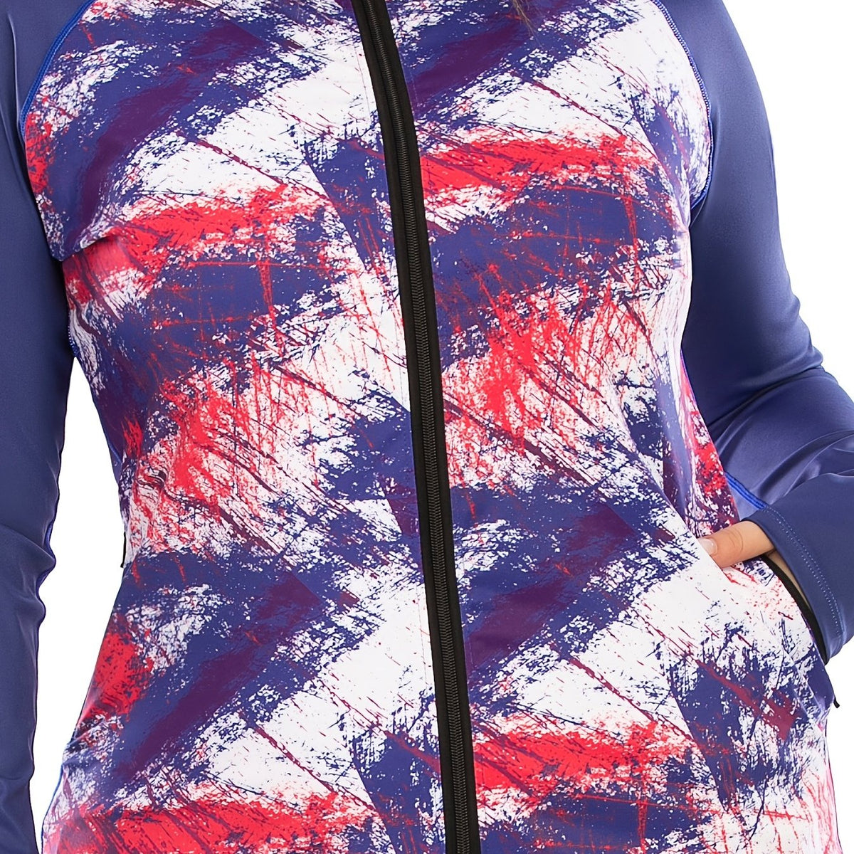  Tie Dye Zip Up Sports Top with Pockets