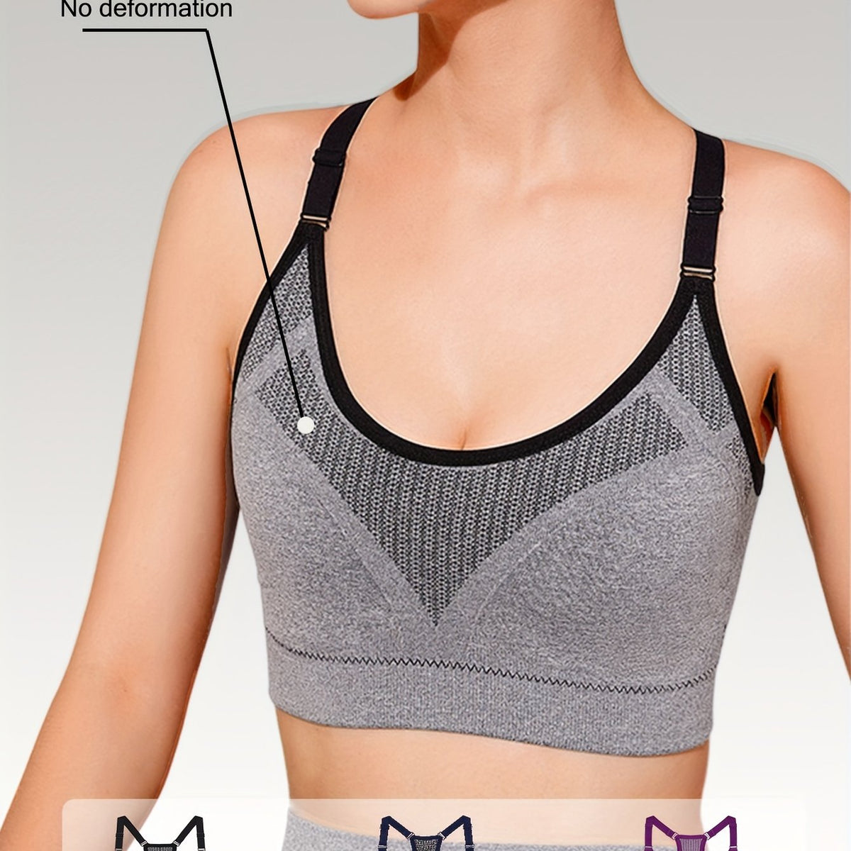 3pcs Wireless Sports Bras Push Up Running Workout Bra Women's Lingerie
