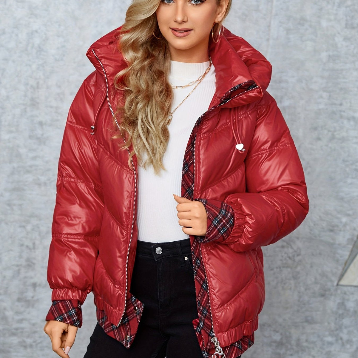 Zip Up Hooded Jacket Warm Outerwear