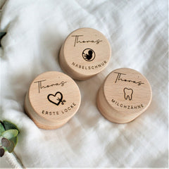 Personalized Wooden Keepsake Box for Baby's First Hair, Umbilical Cord, & Milk