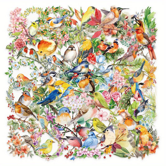 Set of 50 Watercolor Bird Stickers for Decorating - Fun & Transparent