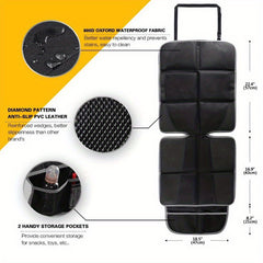 Non Slip Waterproof Child Car Seat Protector with Padding & 2 Storage Pockets