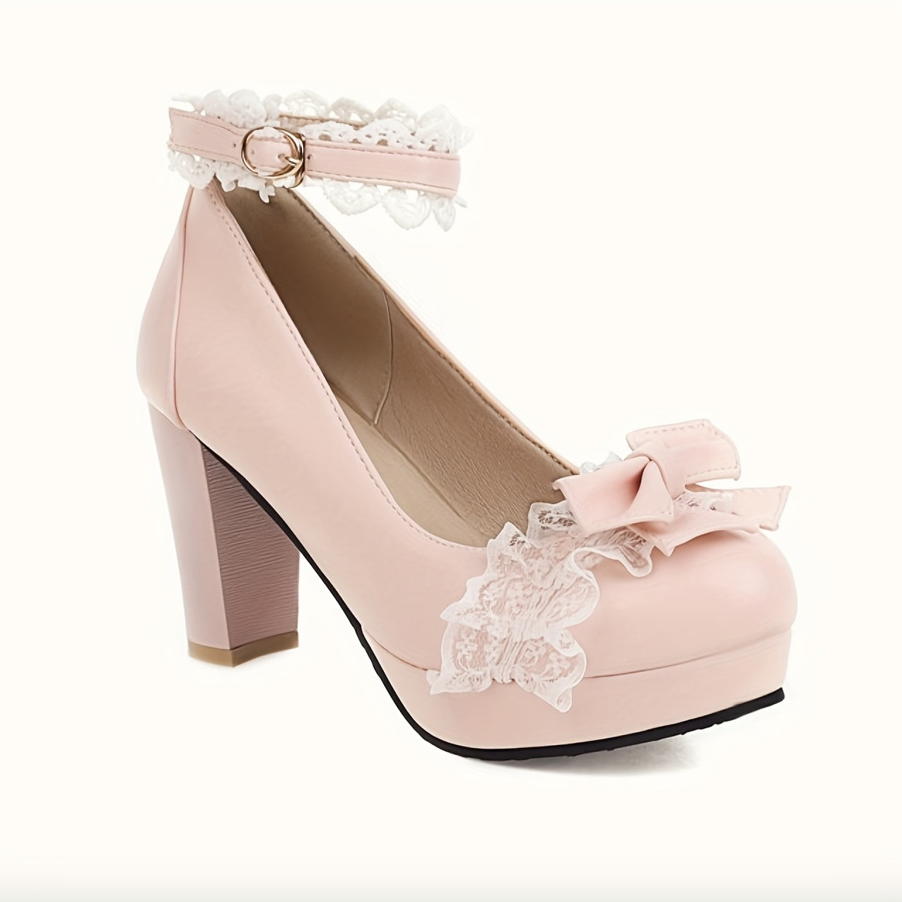 Women's Lace Ankle Strap High Heel Pumps