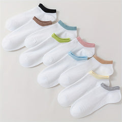 Colorblock Trim Socks Soft & Lightweight Ankle Socks Women's Stockings