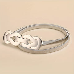 Geometric Knot Elastic Girdle Golden Silvery Dress Belt Metal Waistband Women
