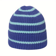 Kids' Striped Woolen Windproof Beanie Hat