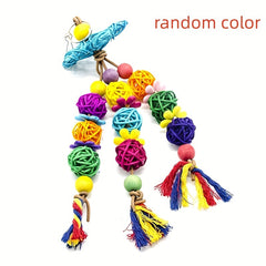 Parrot Toys Star Rattan Ball Shaped Bite Swing Bird Chewing Cage Hanging Decor