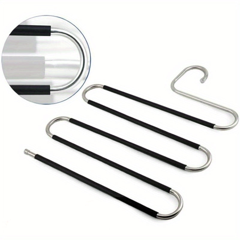 2pcs Stainless Steel Pants Hanger S shaped Non slip Space Saving