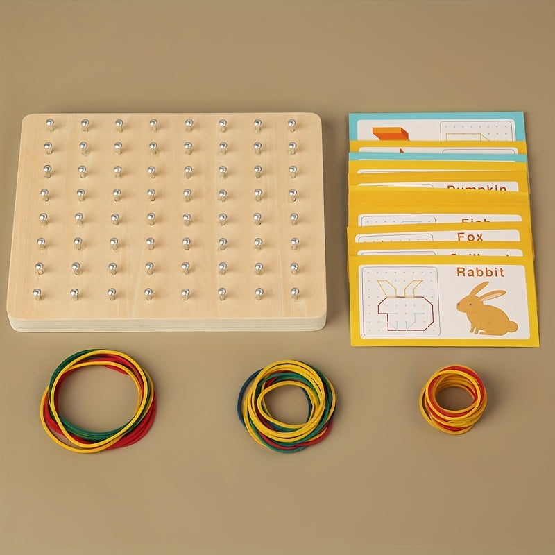 Wooden Geometry Shape Nail Board Toy for Ages 3