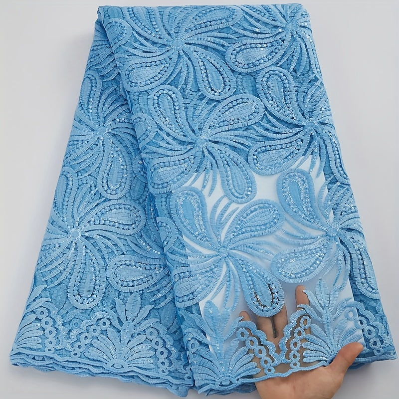 African Mesh Lace Fabric With Sequins French Tulle Lace Fabric