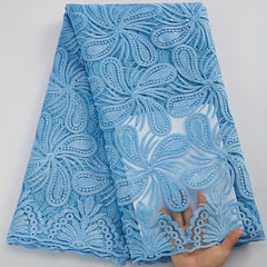 African Mesh Lace Fabric With Sequins French Tulle Lace Fabric