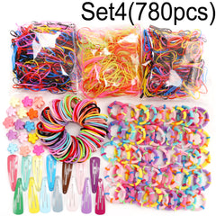 Colorful Hair Ties Set Elastic Ponytail Clips Holders Rubber Band