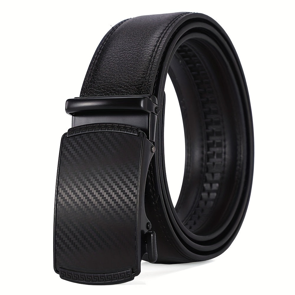 Men's Automatic Buckle Leather Belt Casual Retro Ratchet Belt