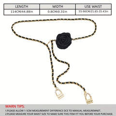 Flower Decor Waist Chain & Braided Metal Dress Girdle For Women