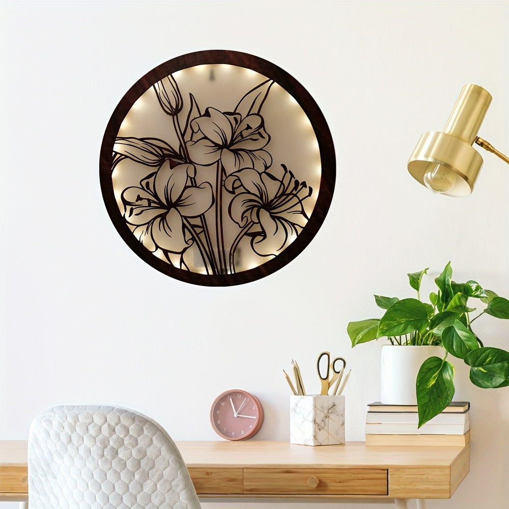 LED Flower Wooden Hanging Decoration Lamp