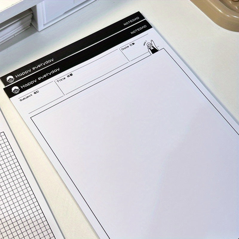 B5 Memo Book 30 Sheets Horizontal Line Checkered Blank Tearable Pages