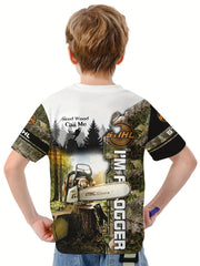 Forest 3D Print Boys Summer T shirt Lightweight Round Neck Short Sleeve Tee Tops