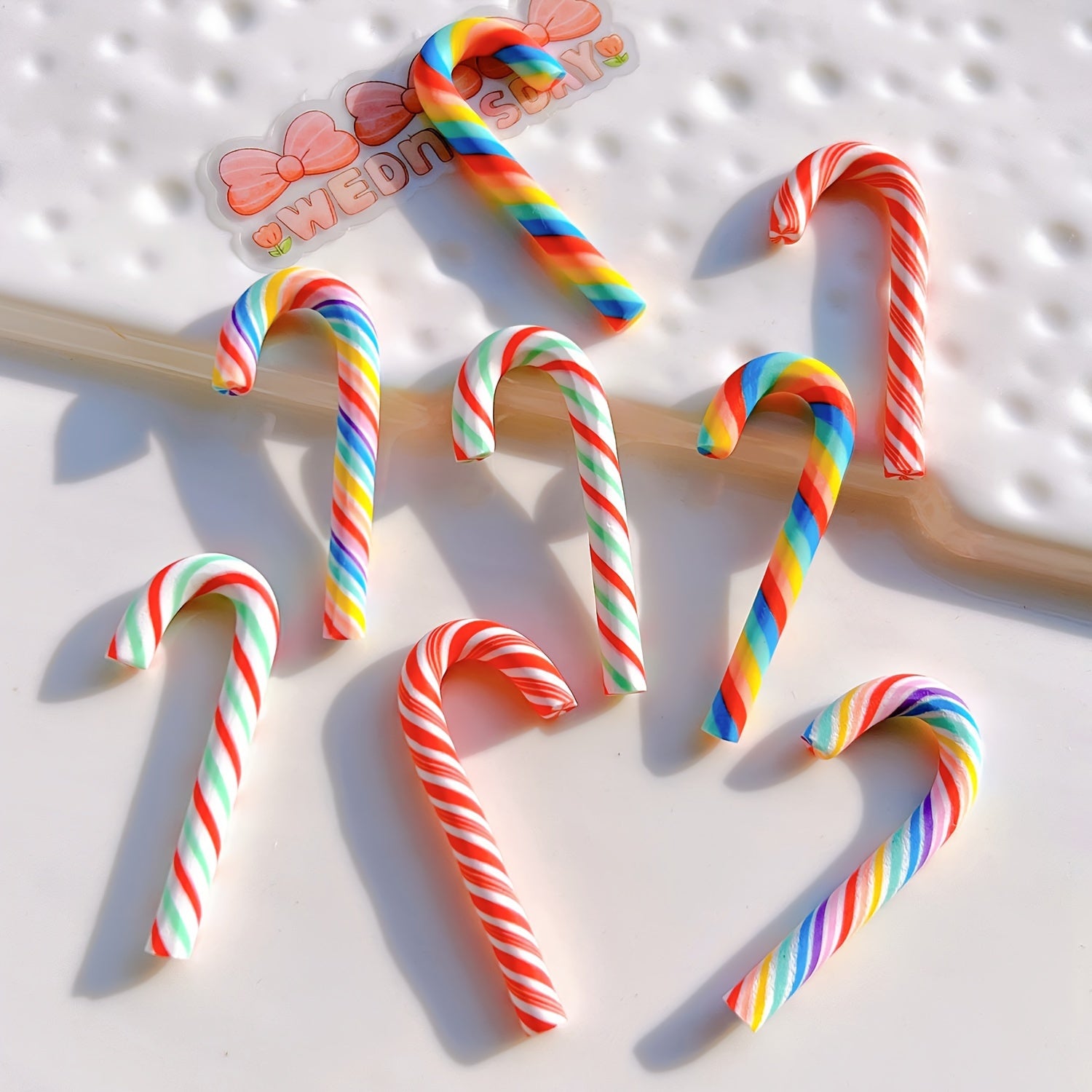 8pcs Christmas Candy Canes Rainbow Candy Decoration Supplies