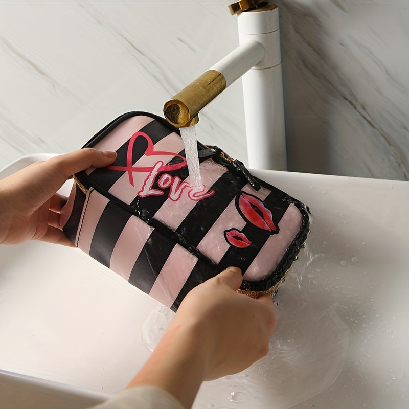 Waterproof Leather Cosmetic Bag Multifunctional Travel Toiletry Organizer