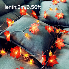 Fall Halloween Lights 40 LED Waterproof Maple Leaf Garland