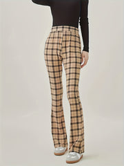  Plaid Print High Rise Yoga Trousers