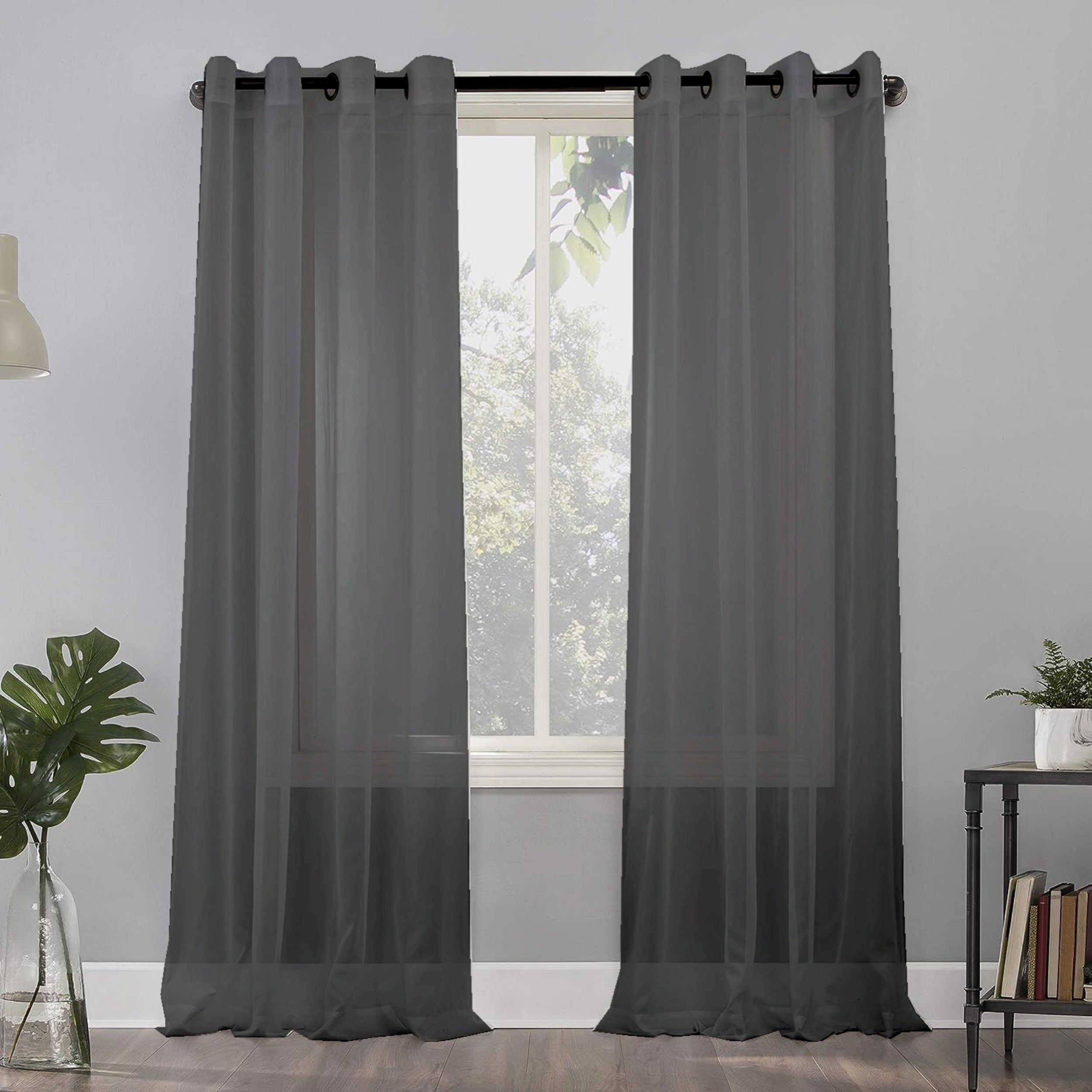 1 Panel Sheer Grommet Top Voile Curtain for Home Decor