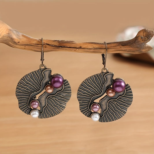 Exaggerated Shell Fan Earrings with Faux Pearls