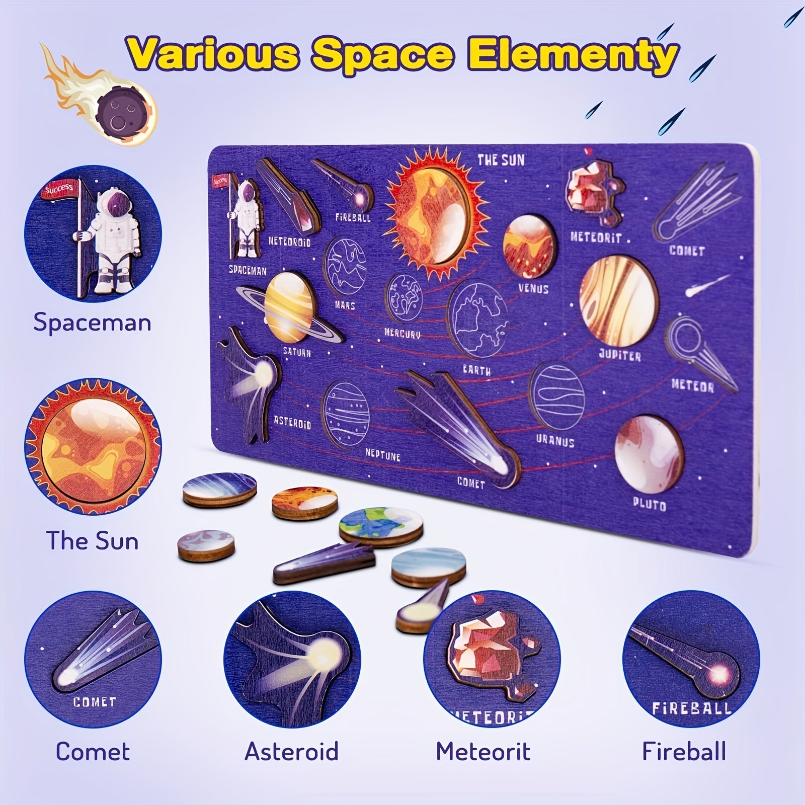 Solar System 8 Planet Puzzle Matching Board for Kids