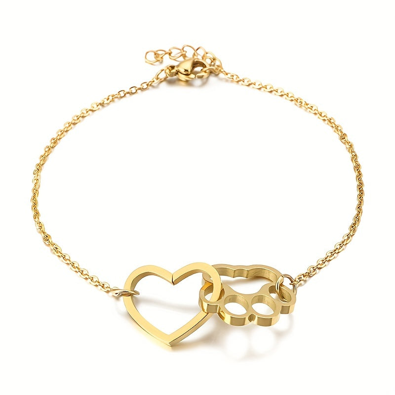 Women's Heart Cat Claw Print Bracelet