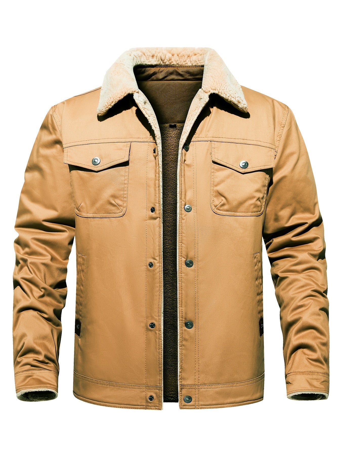 Men's Sherpa Lining Winter Jacket Cotton Cargo Coat